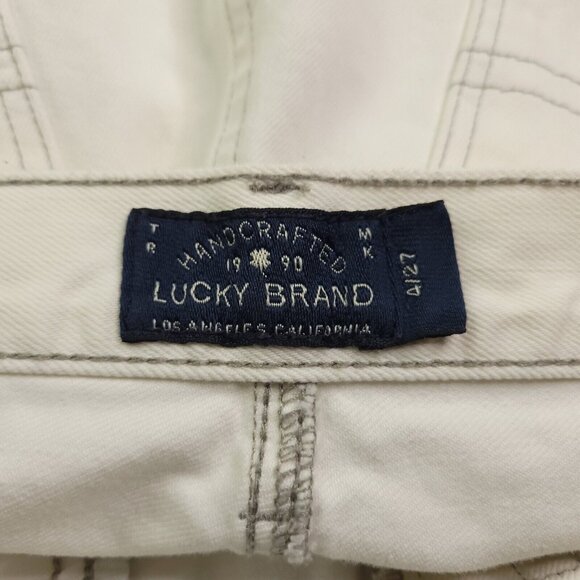 Lucky Brand Womens Distressed Denim Mini Skirt 4 Raw Hems White Stretch - Picture 3 of 4